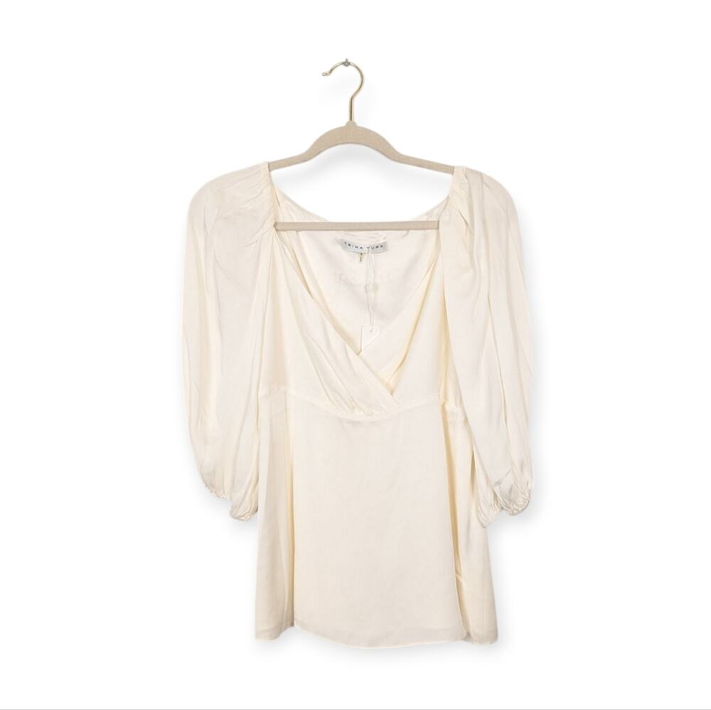 NWT Trina Turk Off White Silk Blend Impressive Top Size S